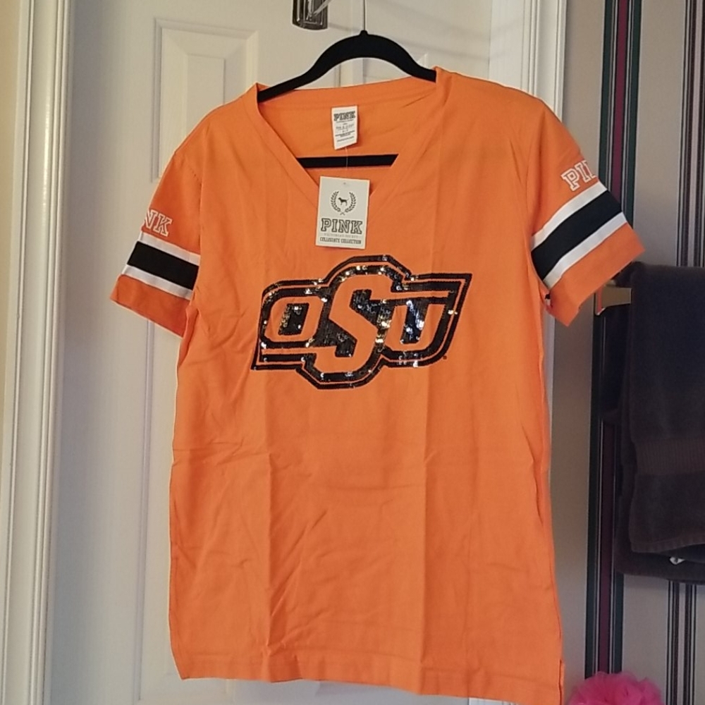 OSU sequin Raglan short sleeve T-shirt